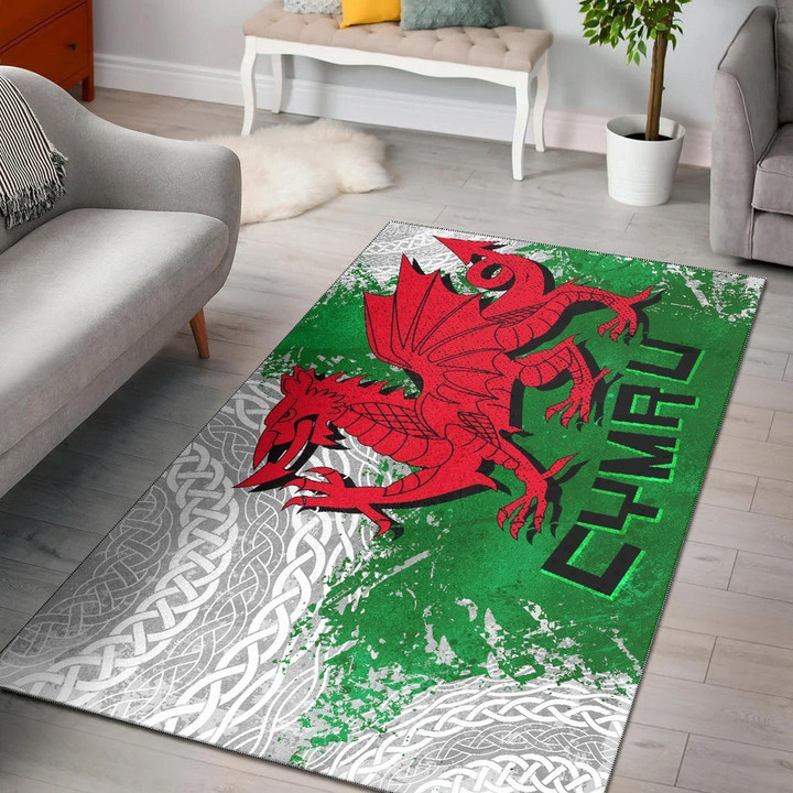 AIO Pride Wales Celtic Area Rug - Grunge Dragon