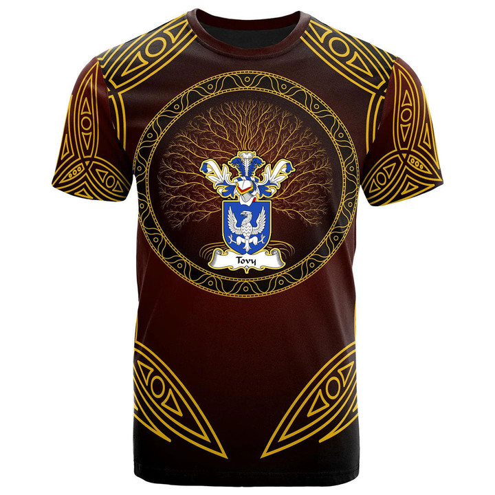 AIO Pride Tovy Family Crest T-Shirt - Celtic Patterns Brown Style