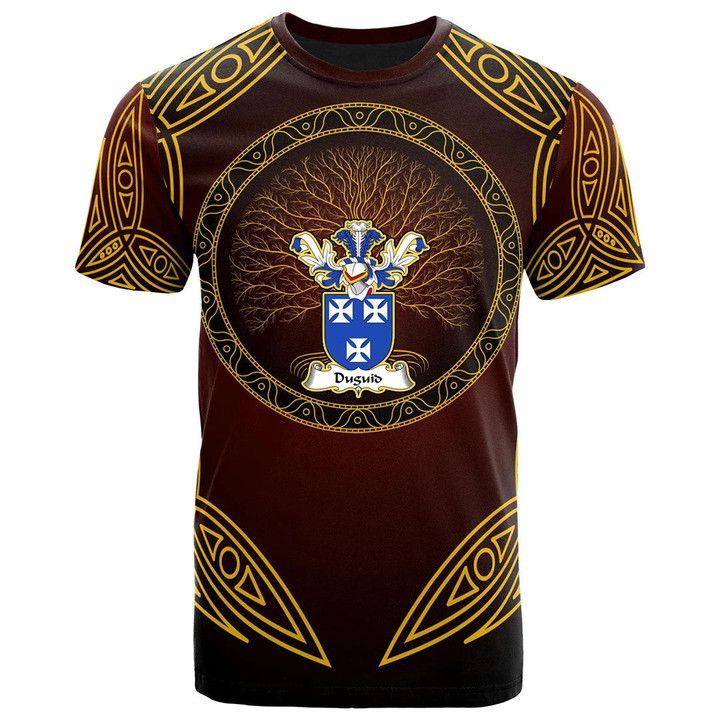 AIO Pride Duguid Family Crest T-Shirt - Celtic Patterns Brown Style