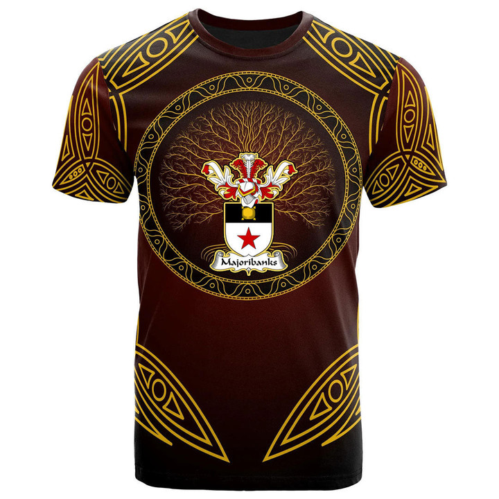 AIO Pride Majoribanks Family Crest T-Shirt - Celtic Patterns Brown Style
