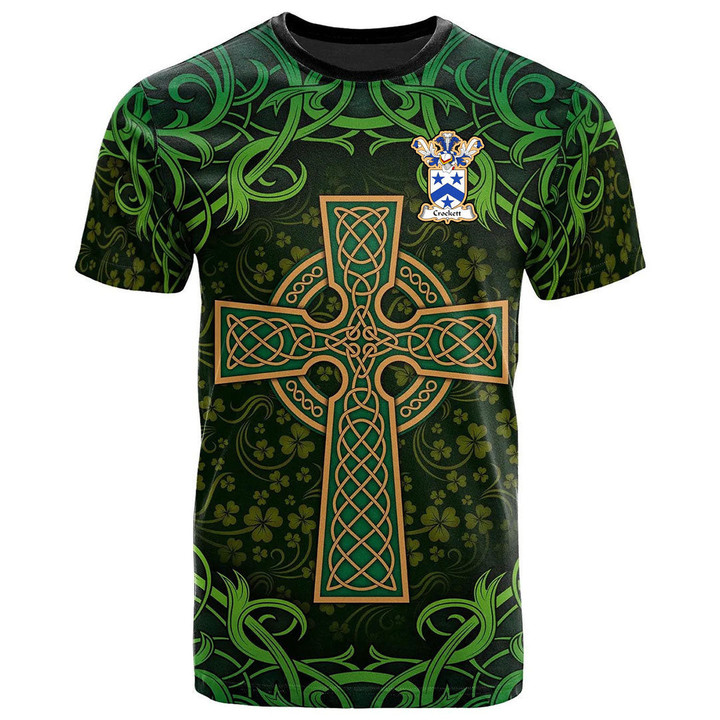 AIO Pride Crockett Family Crest T-Shirt - Celtic Cross Shamrock Patterns