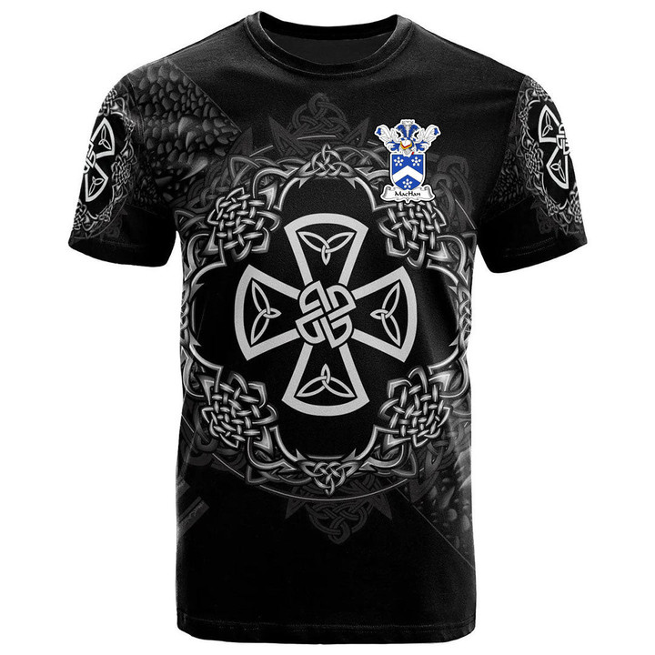 AIO Pride MacHan Or MacHann Family Crest T-Shirt - Celtic Cross With Knot