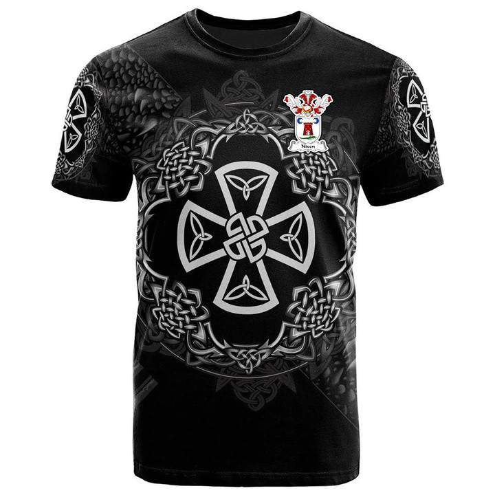 AIO Pride Niven Family Crest T-Shirt - Celtic Cross With Knot