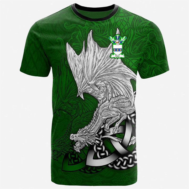 AIO Pride Muir Or Mure Family Crest T-Shirt - Celtic Dragon Green