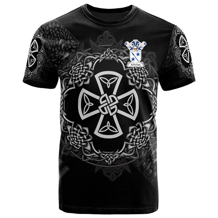 AIO Pride Achmuty Family Crest T-Shirt - Celtic Cross With Knot