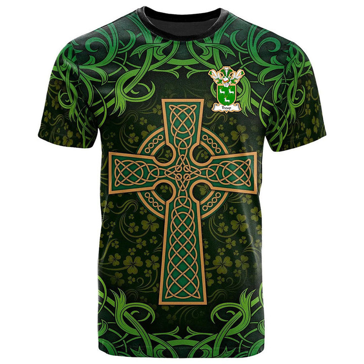 AIO Pride Troup Family Crest T-Shirt - Celtic Cross Shamrock Patterns