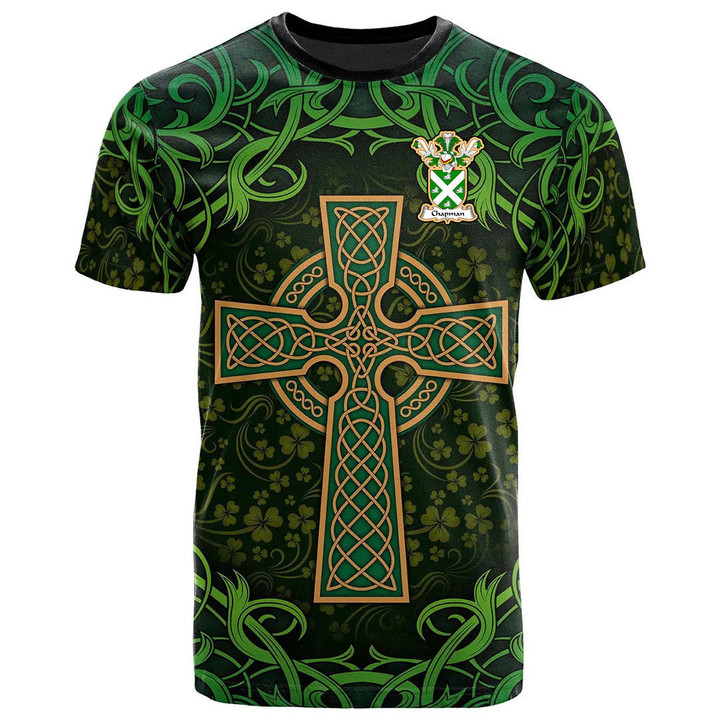 AIO Pride Chapman Family Crest T-Shirt - Celtic Cross Shamrock Patterns