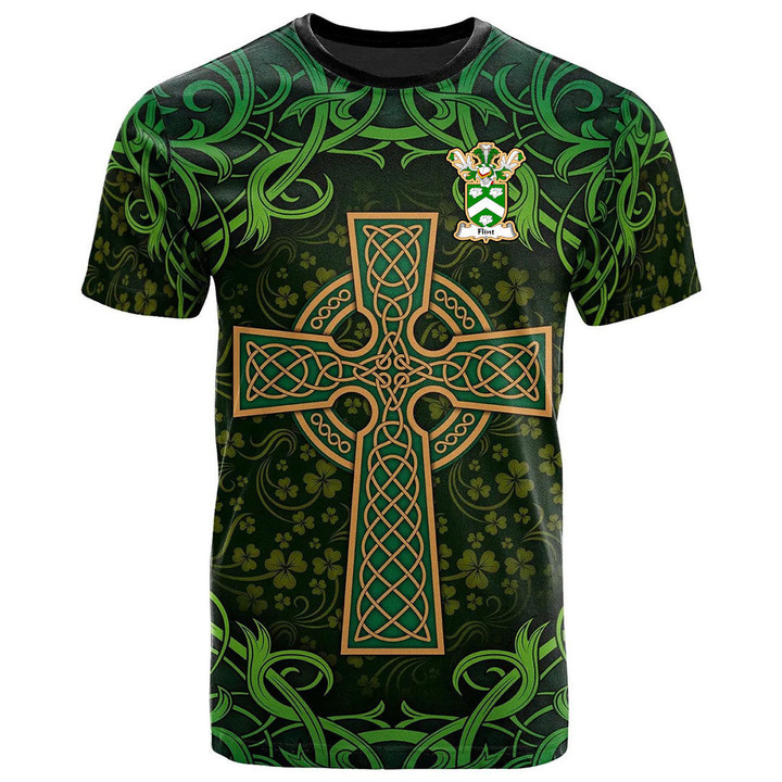 AIO Pride Flint Family Crest T-Shirt - Celtic Cross Shamrock Patterns