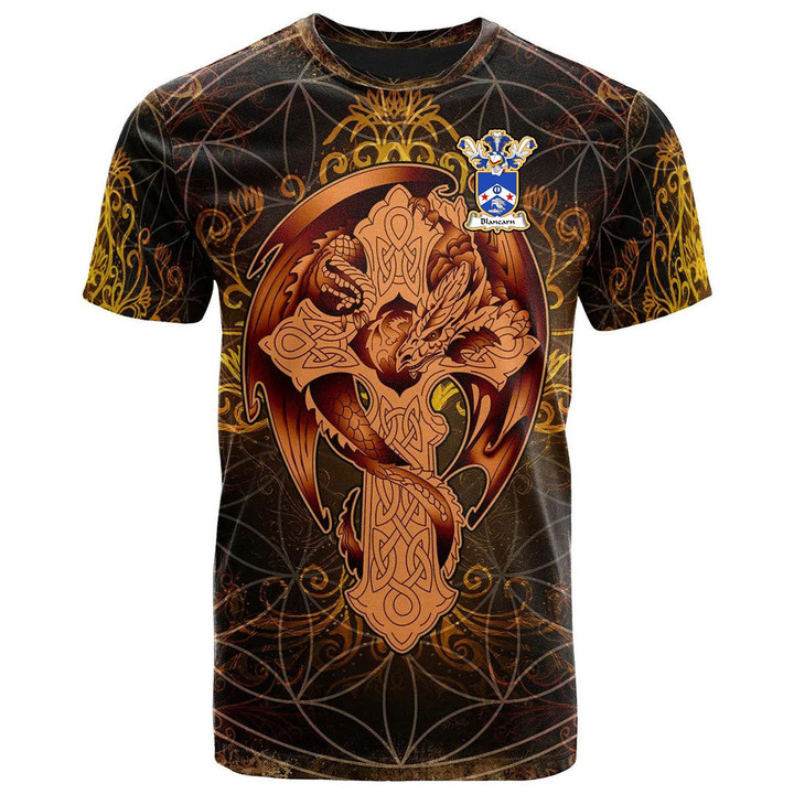 AIO Pride Blanearn Family Crest T-Shirt - Celtic Tree With Dragon Brown
