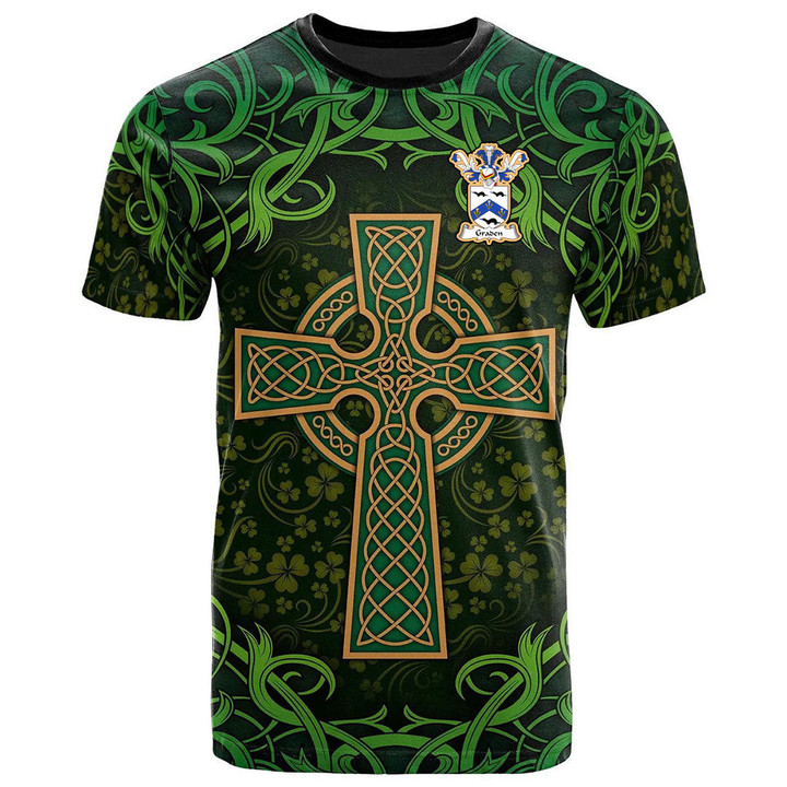 AIO Pride Graden Family Crest T-Shirt - Celtic Cross Shamrock Patterns