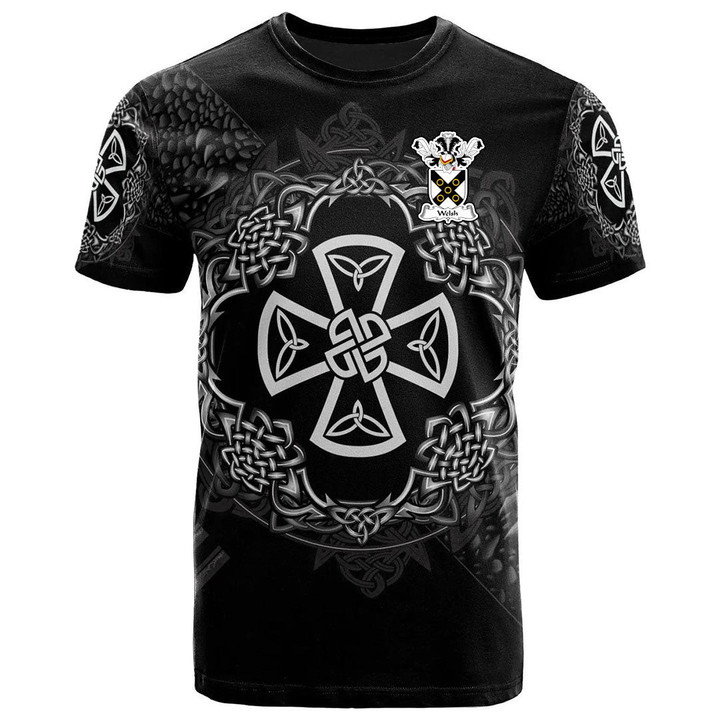 AIO Pride Welsh Family Crest T-Shirt - Celtic Cross With Knot