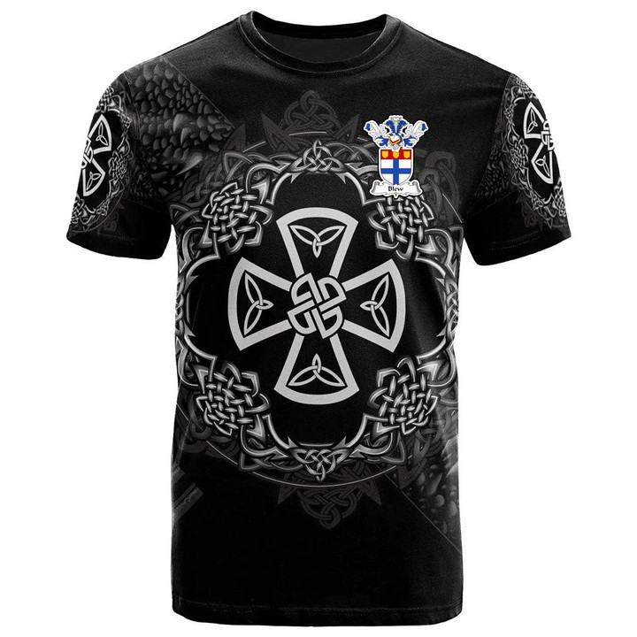 AIO Pride Blaw Or Blew Family Crest T-Shirt - Celtic Cross With Knot