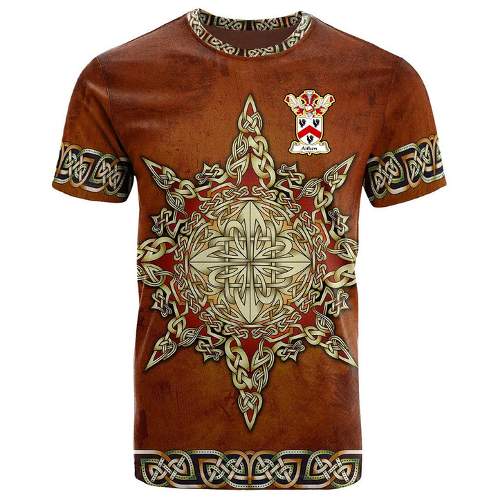 AIO Pride Aitken Family Crest T-Shirt - Celtic Compass