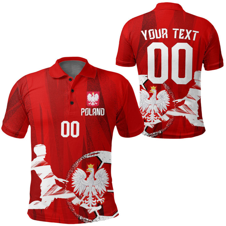 AIO Pride Custom Text & Number Poland Football Fan Polo Shirt