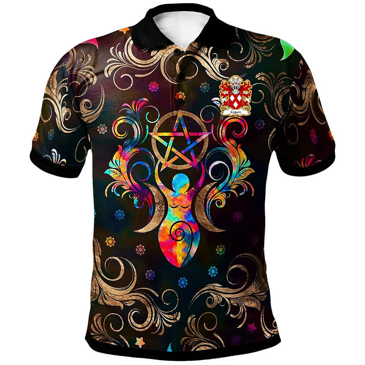 AIO Pride Cogan Of Cogan Glamorgan Welsh Family Crest Polo Shirt - Triple Moon Goddess