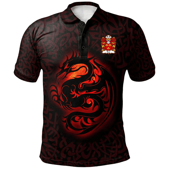 AIO Pride Boxe Or Coxe South Wales Welsh Family Crest Polo Shirt - Fury Celtic Dragon With Knot