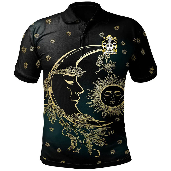 AIO Pride Castlemartin Alias Grace Pembrokeshire Welsh Family Crest Polo Shirt - Celtic Wicca Sun Moons