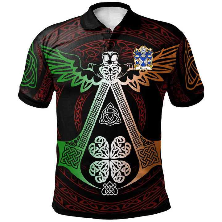 AIO Pride Kerrey Of Worthern Shropshire Welsh Family Crest Polo Shirt - Irish Celtic Symbols And Ornaments