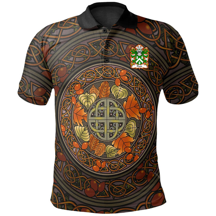 AIO Pride Fludd Thomas Of Kent Family Of Welsh Origin Welsh Family Crest Polo Shirt - Mid Autumn Celtic Leaves