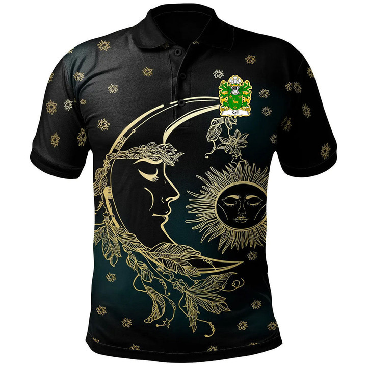 AIO Pride Coll Of Pembrokeshire Welsh Family Crest Polo Shirt - Celtic Wicca Sun Moons