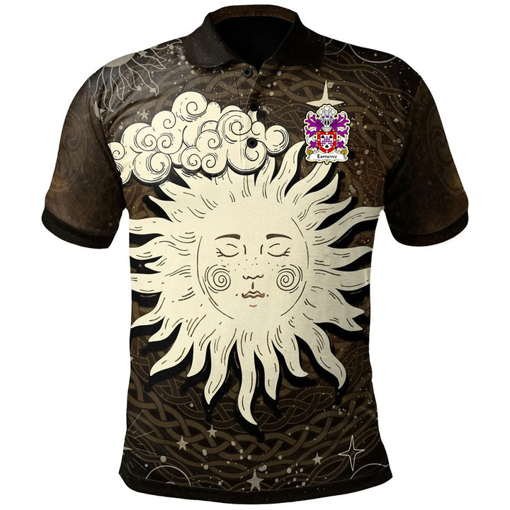 AIO Pride Exmewe Of Ruthin Denbighshire Welsh Family Crest Polo Shirt - Celtic Wicca Sun & Moon