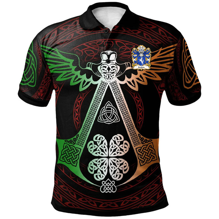 AIO Pride Jenkin AP Rhys AP Gruffudd Welsh Family Crest Polo Shirt - Irish Celtic Symbols And Ornaments
