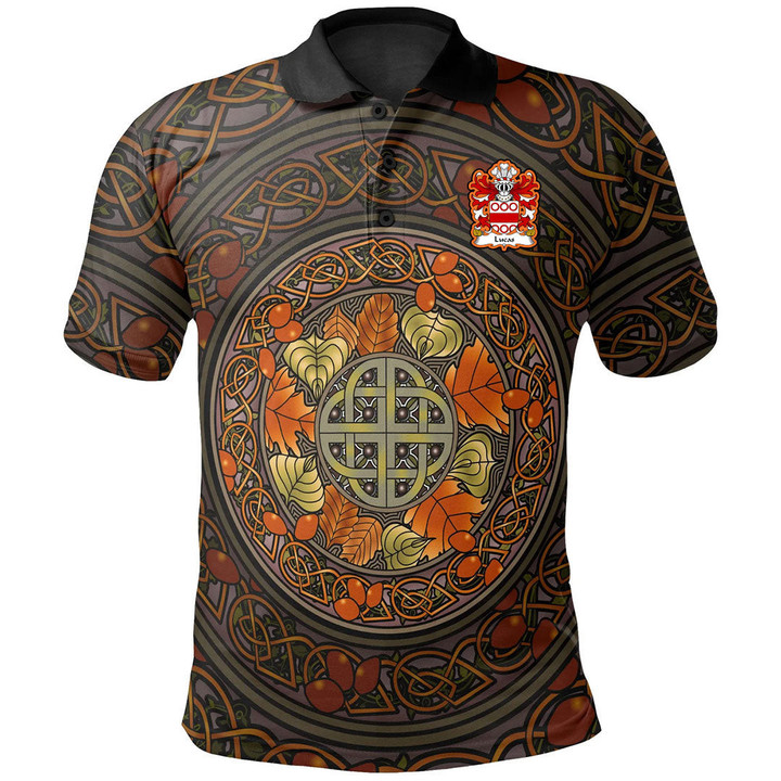 AIO Pride Lucas Of Hill Gower Welsh Family Crest Polo Shirt - Mid Autumn Celtic Leaves
