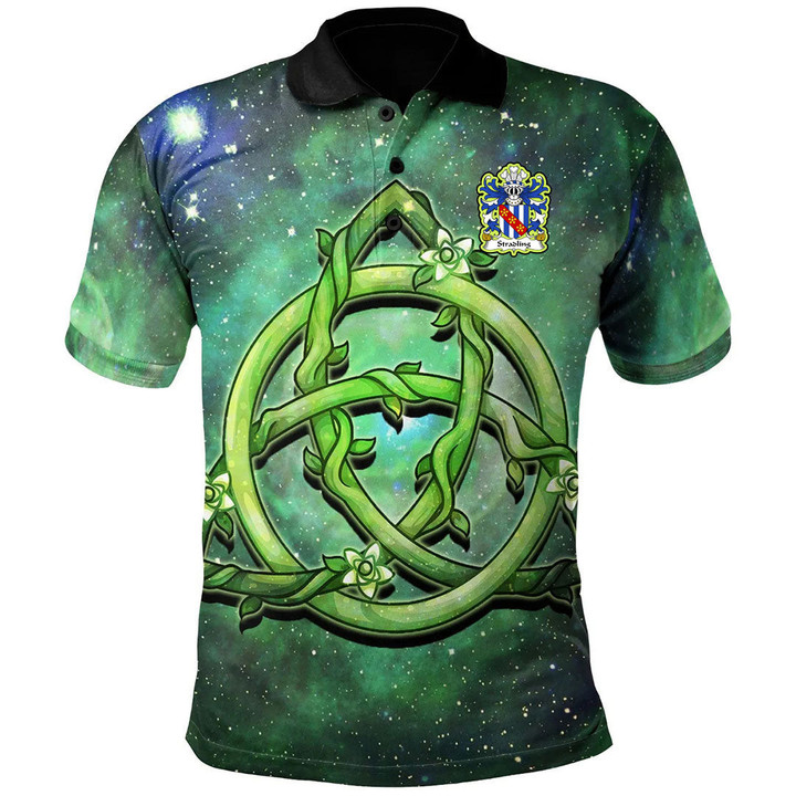AIO Pride Stradling Of St. Donats Glamorgan Welsh Family Crest Polo Shirt - Green Triquetra