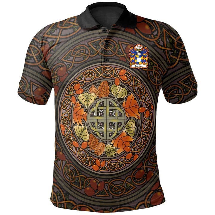 AIO Pride Landon Lords Of Llanddewi Monmouthshire Welsh Family Crest Polo Shirt - Mid Autumn Celtic Leaves