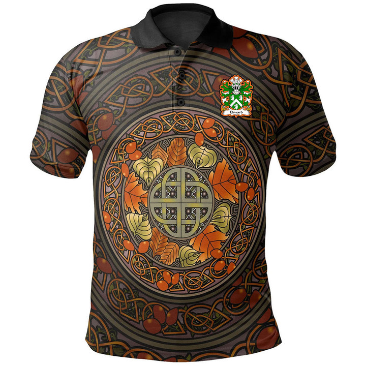 AIO Pride Edward AP John Wynn AB Ieuan Welsh Family Crest Polo Shirt - Mid Autumn Celtic Leaves