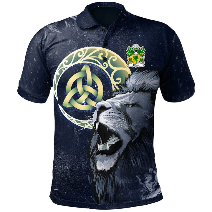 AIO Pride Elfinn AP Gwyddno Welsh Family Crest Polo Shirt - Lion & Celtic Moon