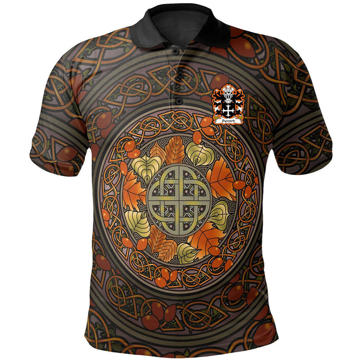 AIO Pride Syward Or Siward Lord Of Rhutin Glamorgan Welsh Family Crest Polo Shirt - Mid Autumn Celtic Leaves