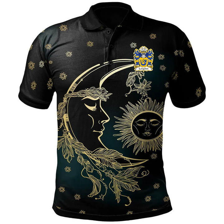 AIO Pride Langston Of Langiston Monmouthshire Welsh Family Crest Polo Shirt - Celtic Wicca Sun Moons