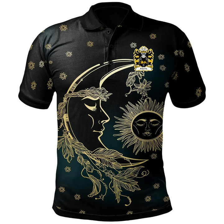 AIO Pride Morris Of Cardiganshire Welsh Family Crest Polo Shirt - Celtic Wicca Sun Moons
