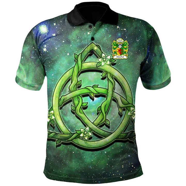 AIO Pride Marshal Earls Of Pembrokeshire Welsh Family Crest Polo Shirt - Green Triquetra