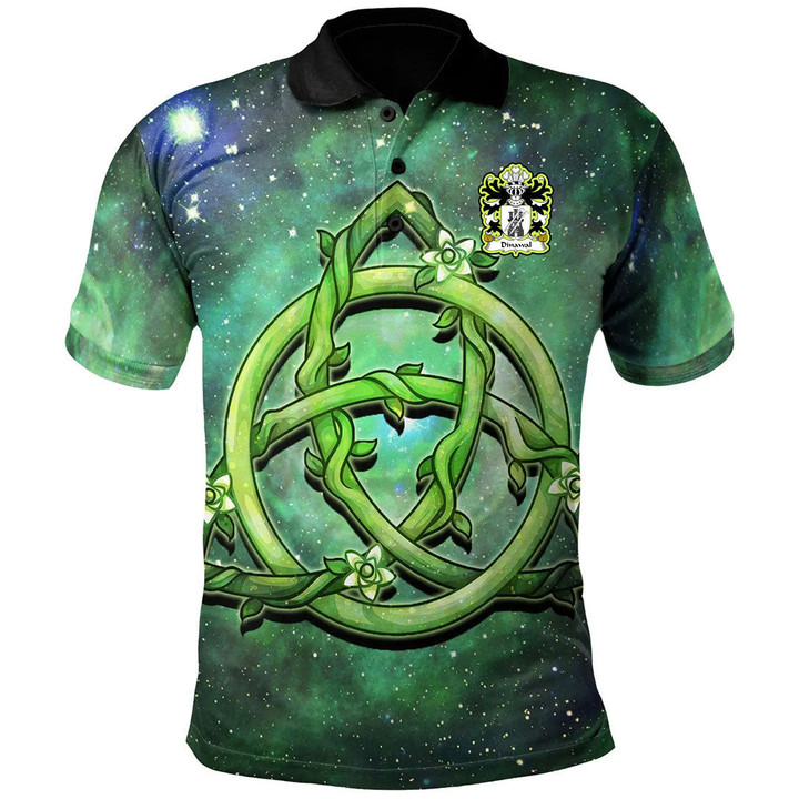 AIO Pride Dinawal Descended From Tydwal Gloff Welsh Family Crest Polo Shirt - Green Triquetra
