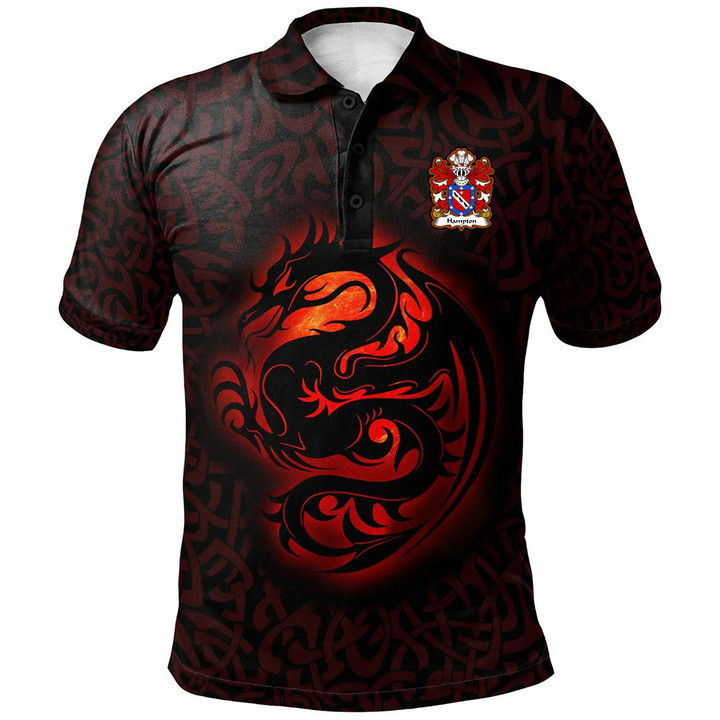 AIO Pride Hampton Mayor Of Beaumaris Anglesey Welsh Family Crest Polo Shirt - Fury Celtic Dragon With Knot