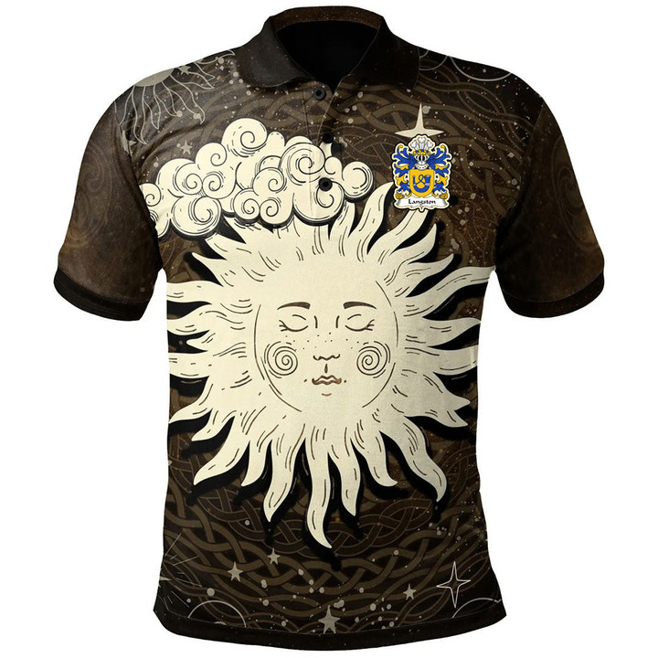 AIO Pride Langston Of Langiston Monmouthshire Welsh Family Crest Polo Shirt - Celtic Wicca Sun & Moon