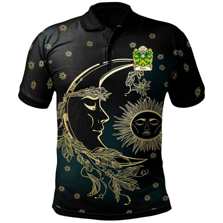 AIO Pride Blaidd AB Elfarch Welsh Family Crest Polo Shirt - Celtic Wicca Sun Moons