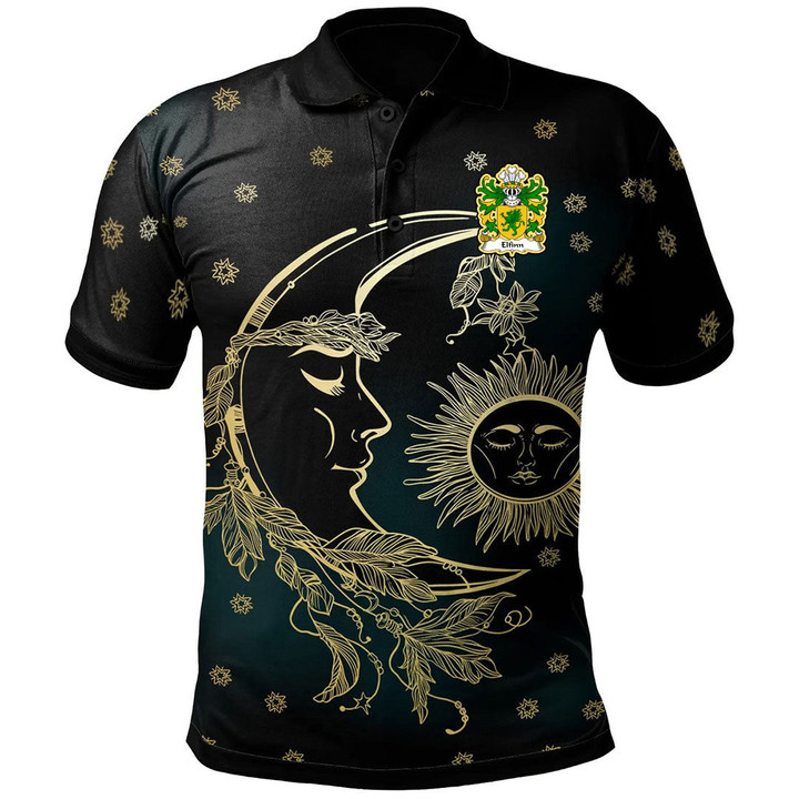 AIO Pride Elfinn AP Gwyddno Welsh Family Crest Polo Shirt - Celtic Wicca Sun Moons