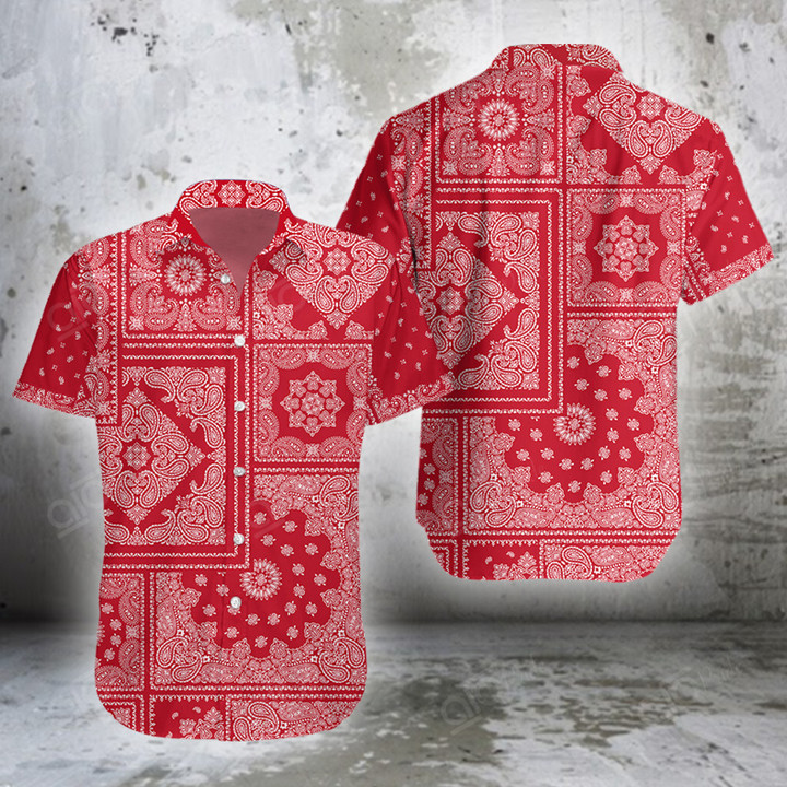 AIO Pride Red Bandana Patchwork Design Hawaiian Shirt