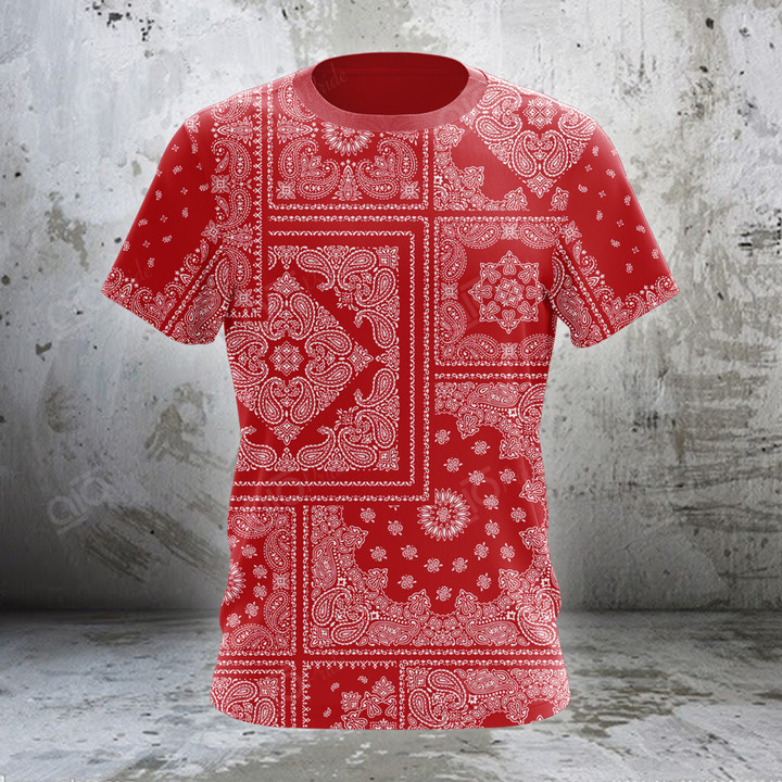 AIO Pride Red Bandana Patchwork Design T-shirt