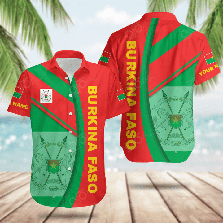AIO Pride Custom Name Burkina Faso Basic Form Hawaiian Shirt