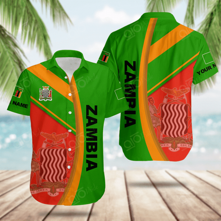 AIO Pride Custom Name Zambia Basic Form Hawaiian Shirt