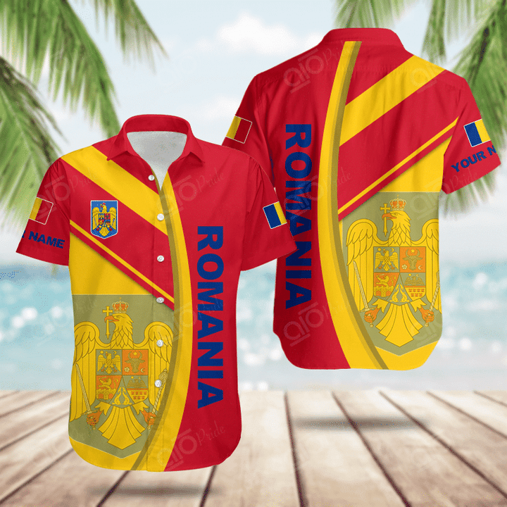 AIO Pride Custom Name Romania Basic Form Hawaiian Shirt