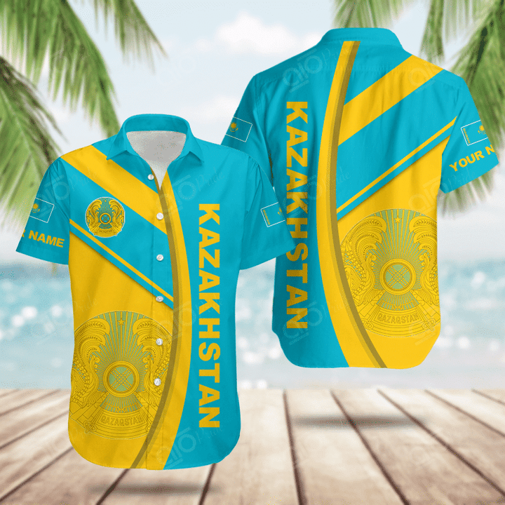 AIO Pride Custom Name Kazakhstan Basic Form Hawaiian Shirt