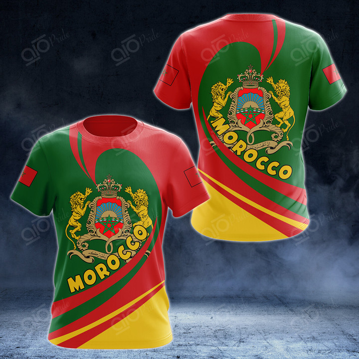 AIO Pride Morocco Coat Of Arms Big Wave Style T-shirt