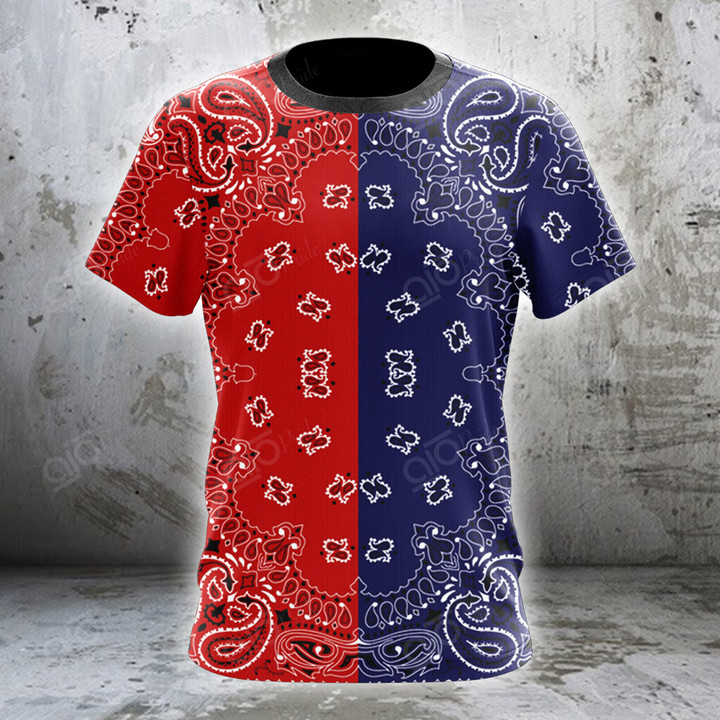 AIO Pride Red And Blue Bandana Paisley T-shirt