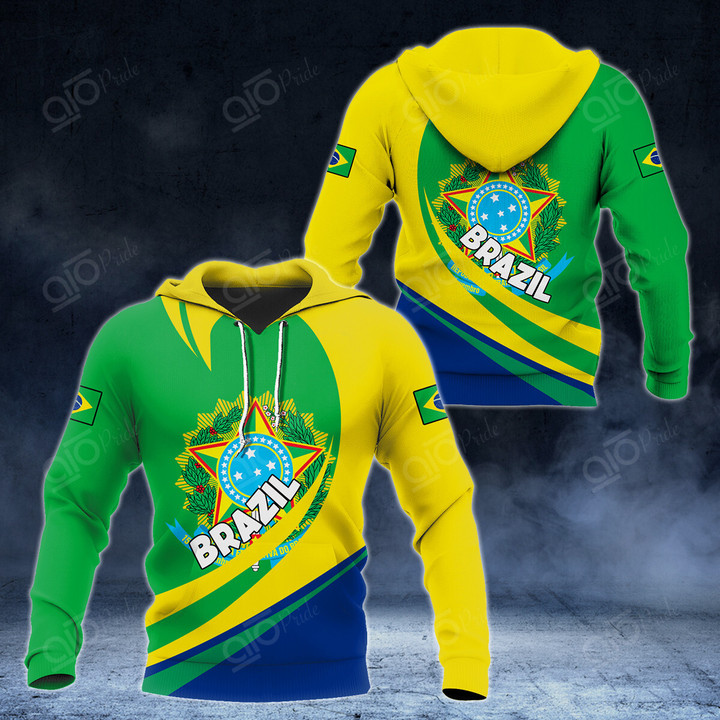 AIO Pride Brazil Coat Of Arms Big Wave Style Hoodies