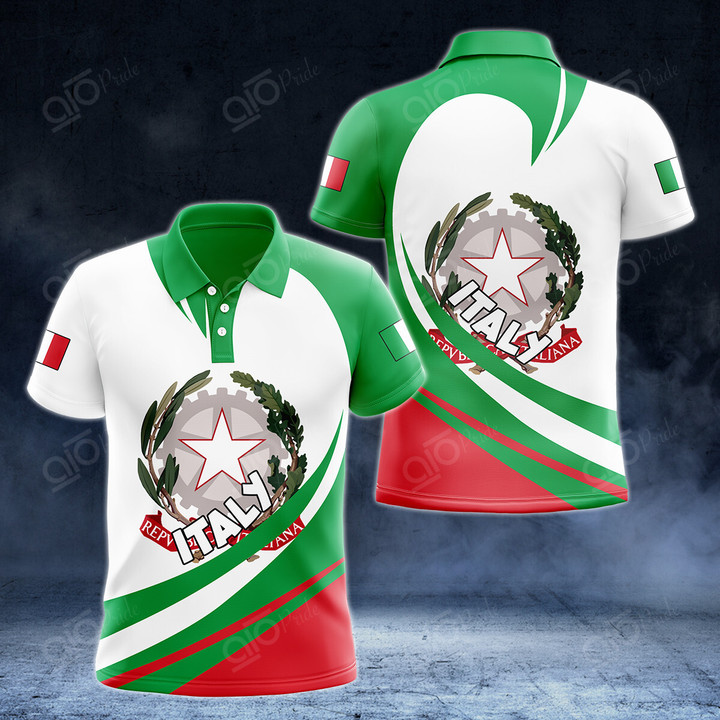 AIO Pride Italy Coat Of Arms Big Wave Style Polo Shirt